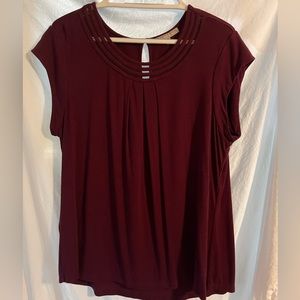 DANIEL RAINN Brinn Scoop Neck Pleat Detail Knit Top Size XL